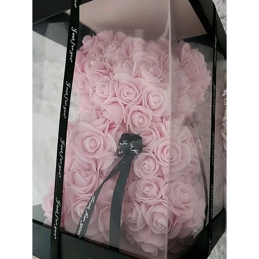 Pink Rose Teddy Bear Women Gifts For Valentines Day Birthday Anniversary‎ W/ Box